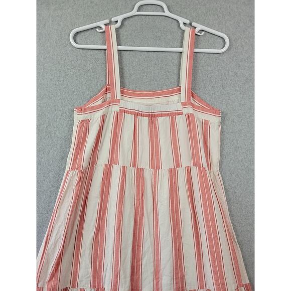 LOFT Ann Taylor Red White Striped Tiered Sleeveless Sundress Women's Large Lined - Picture 7 of 11